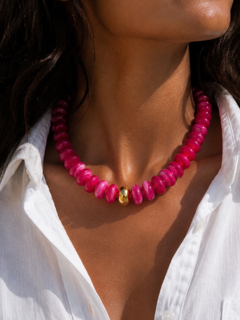 New! Coastal Preppy Colorful Pink Beaded Dopamine Necklace NWOT 5047